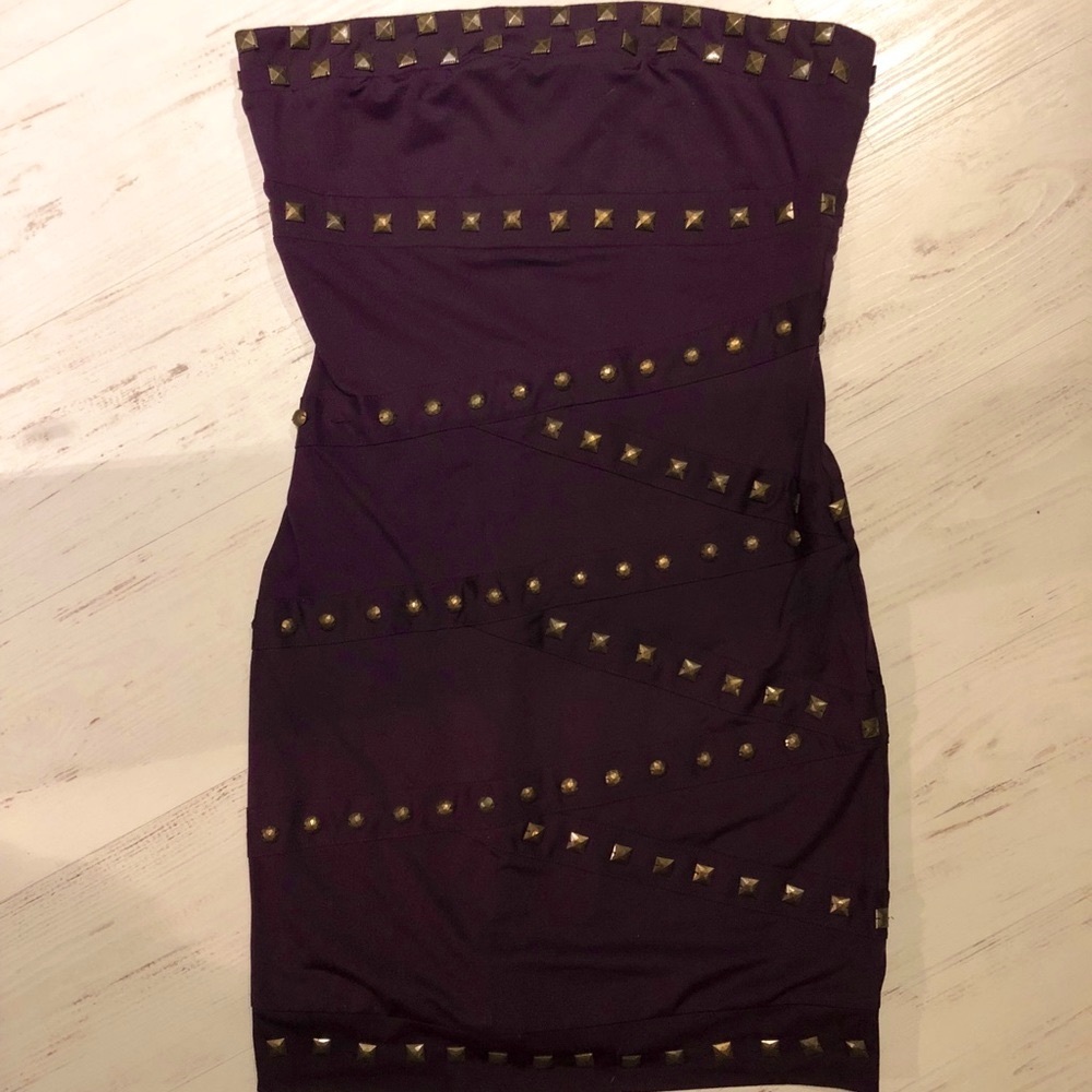 Strapless studded eggplant dress - hot!!🔥